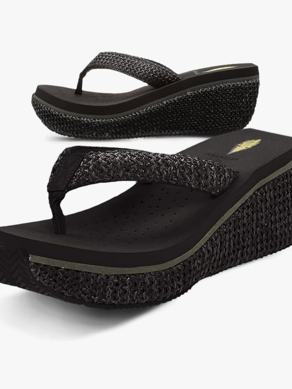 Volatile Black Thong Wedge Sandal - Women - Picture 2 of 6